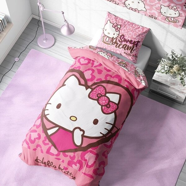 Bavlnené posteľné obliečky Hello Kitty - motív Sweet Dream - 100% bavlna - 70x90 cm + 140x200 cm