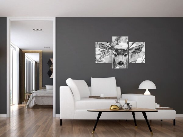 Obraz - Jeleň v zime (90x60 cm)