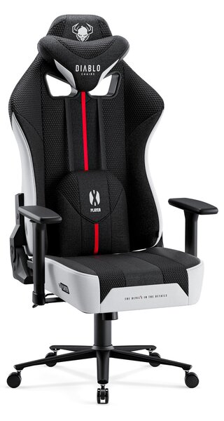 Látkové herné kreslo Diablo X-Player 2.0 Normal Size, bielo-čierne