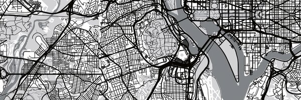 DIMEX | Fototapeta do kuchyne Mapa Washingtonu D.C. KI-180-186 | 180 x 60 cm | čiernobiela