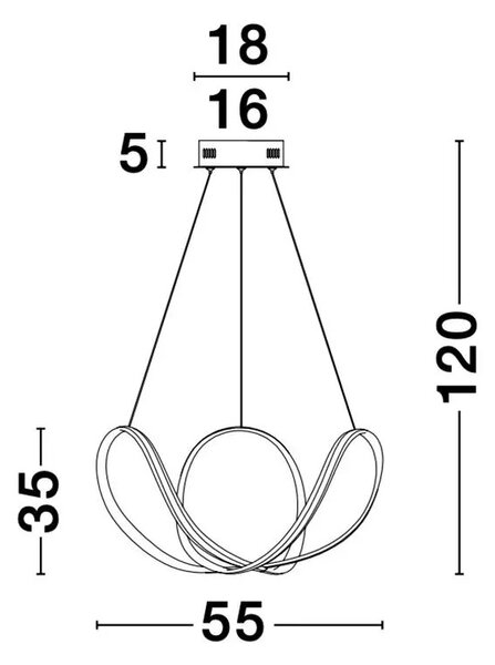 LED luster Apus 55 čierne – Čierna