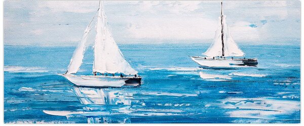 Obraz - Maľba jachty na mori (120x50 cm)