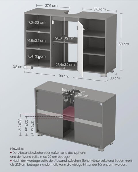 Skrinka pod umývadlo BBK507G01 sivá / biela