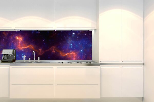 DIMEX | Fototapeta do kuchyne Farebná galaxia KI-180-236 | 180 x 60 cm | modrá, fialová, čierna, oranžová