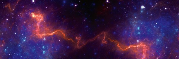DIMEX | Fototapeta do kuchyne Farebná galaxia KI-180-236 | 180 x 60 cm | modrá, fialová, čierna, oranžová