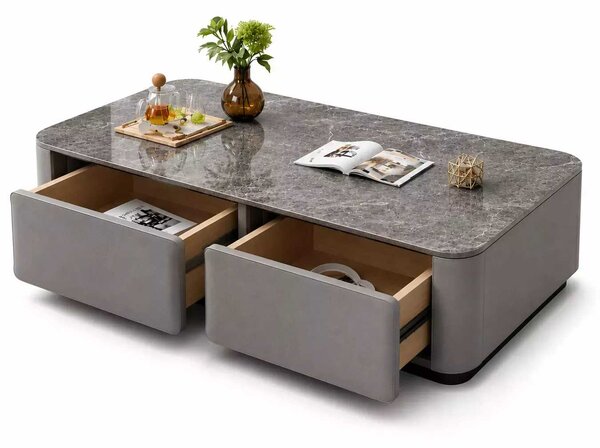 LuxuryForm DESIGN Konferenčný stolík ASTON 120 × 60 × 36 cm – sivý so sivou doskou