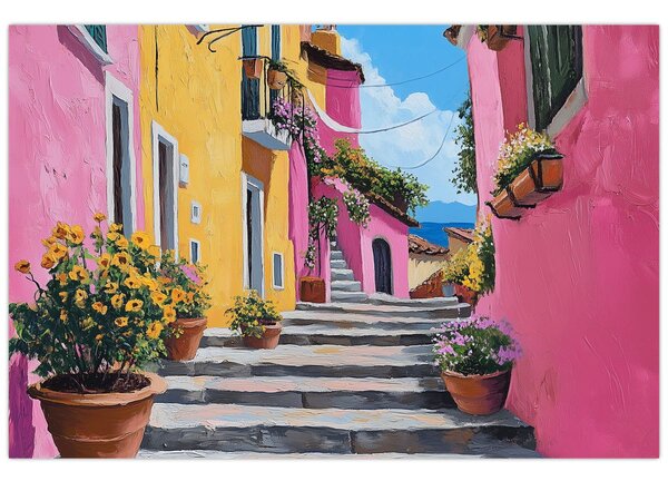 Obraz - Ružová ulička (90x60 cm)
