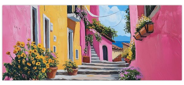 Obraz - Ružová ulička (120x50 cm)
