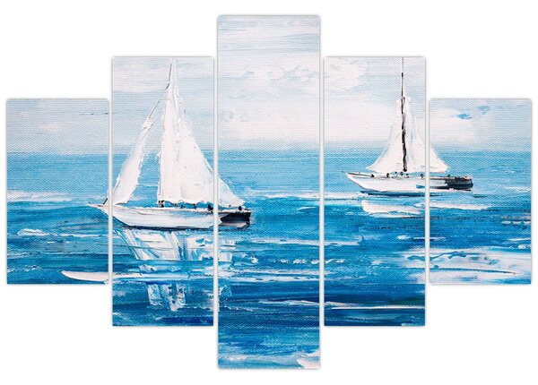 Obraz - Maľba jachty na mori (150x105 cm)