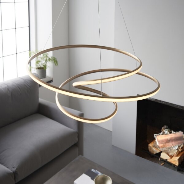 Endon 97639 - LED stmievateľný luster na lanku TWIRL LED/88W/230V 3000K zlatý