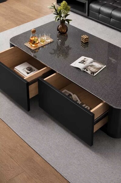 LuxuryForm DESIGN Konferenčný stolík ASTON 120 × 60 × 36 cm – čierny s tmavou doskou