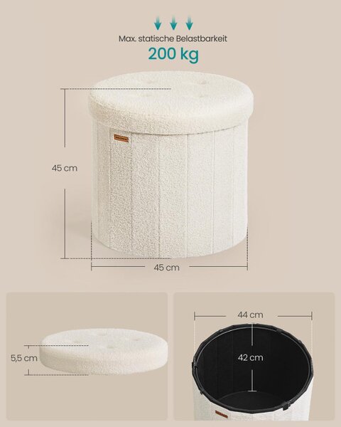 Taburetka s vekom LSF606W01 krémová