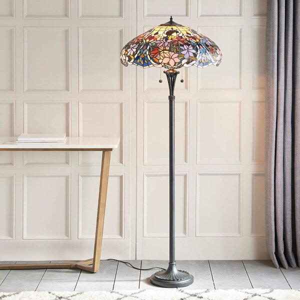 Endon 64323 - Stojacia lampa Tiffany SULLIVAN 2xE27/60W/230V priemer 56 cm