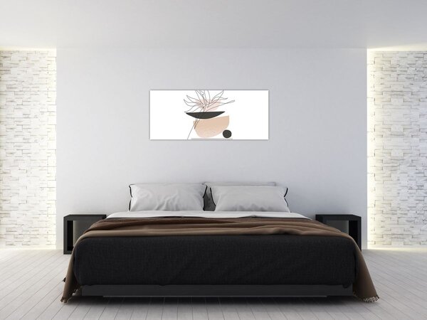 Obraz - Line art kvety N⁰1 (120x50 cm)