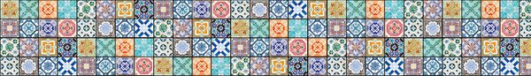 DIMEX | Fototapeta do kuchyne Starožitné dlaždice KI-420-079 | 420 x 60 cm | viacfarebná