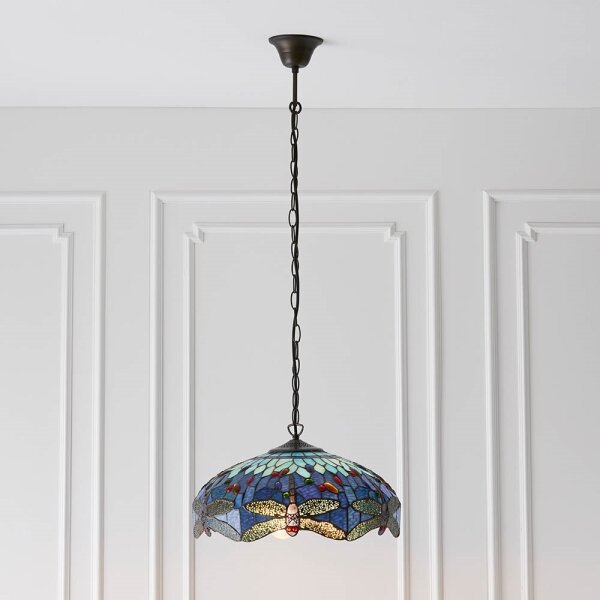 Endon 64080 - Luster na reťazi Tiffany DRAGONFLY 3xE27/60W/230V priemer 41 cm