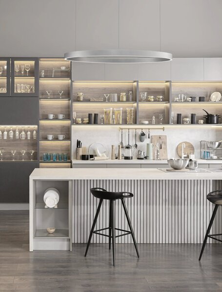 LED luster Elowen 98 strieborná – Sivá