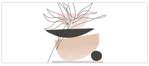 Obraz - Line art kvety N⁰1 (120x50 cm)