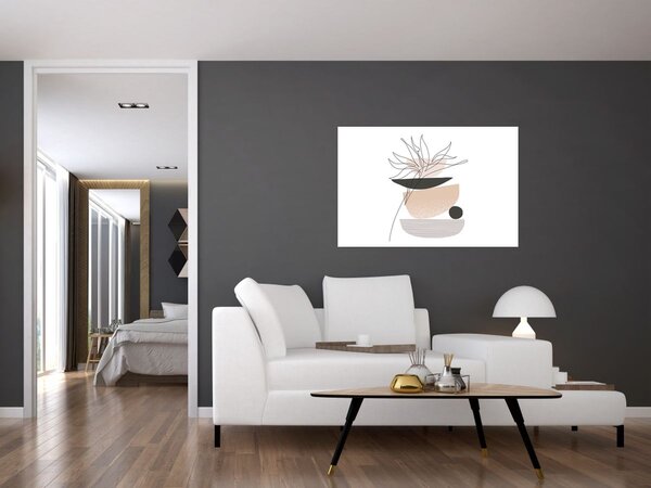 Obraz - Line art kvety N⁰1 (90x60 cm)