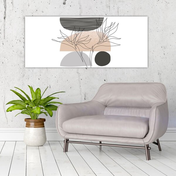 Obraz - Line art kvety N⁰2 (120x50 cm)