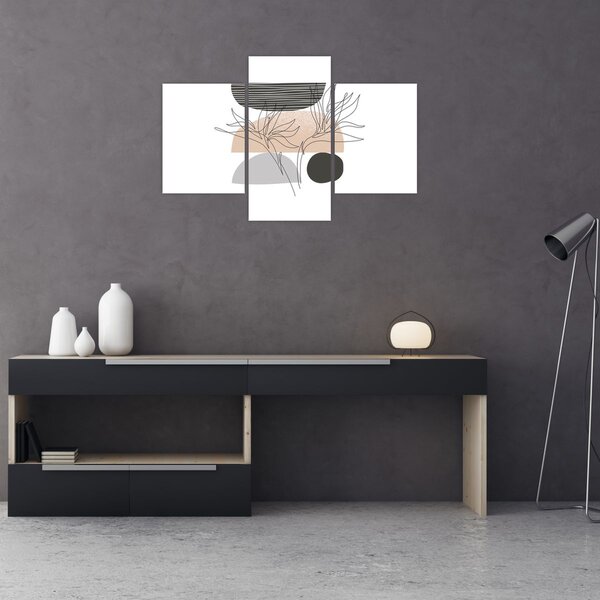 Obraz - Line art kvety N⁰2 (90x60 cm)