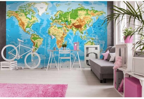 Samolepiaca vliesová fototapeta Mapa sveta 375 x 250 cm