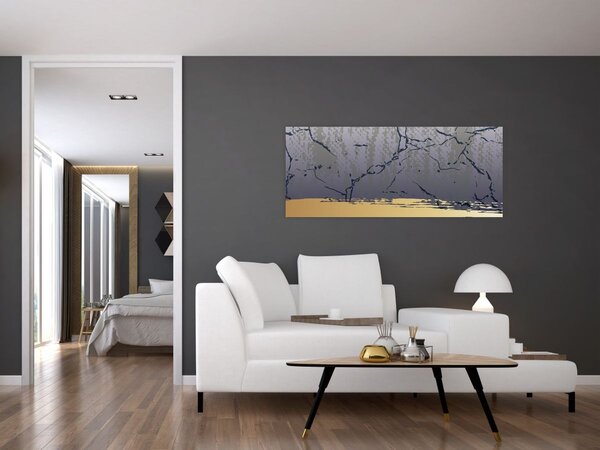 Obraz - Modrá a zlatá abstrakcia N⁰1 (120x50 cm)