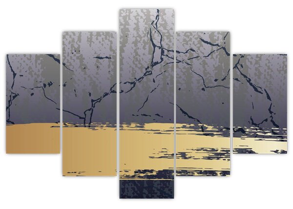 Obraz - Modrá a zlatá abstrakcia N⁰1 (150x105 cm)
