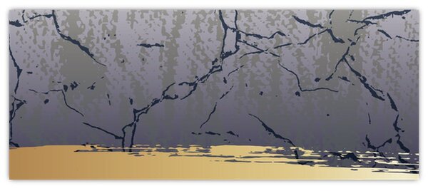 Obraz - Modrá a zlatá abstrakcia N⁰1 (120x50 cm)