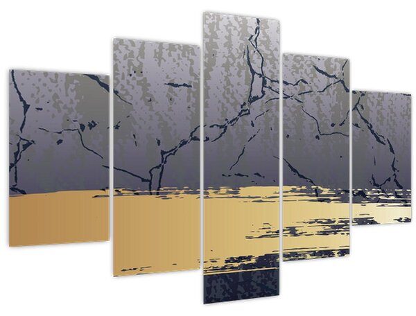 Obraz - Modrá a zlatá abstrakcia N⁰1 (150x105 cm)