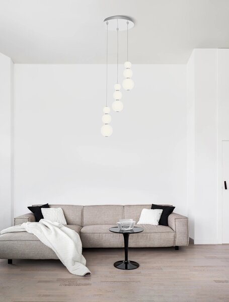 Dizajnový LED luster Perla 31 chróm – Sivá