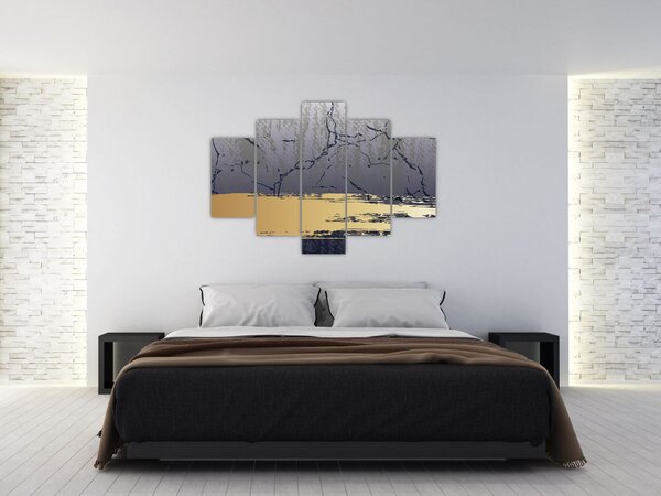 Obraz - Modrá a zlatá abstrakcia N⁰1 (150x105 cm)