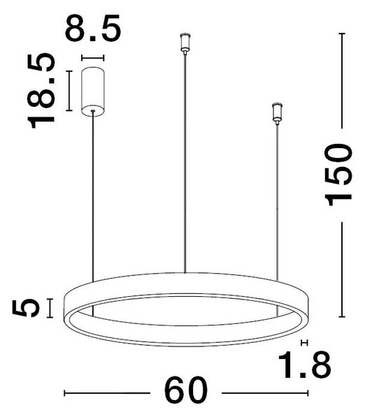 LED luster Elowen 60 čierne – Čierna