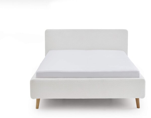MUZZA Dvojlôžková posteľ taupe 140 x 200 cm fleece biela
