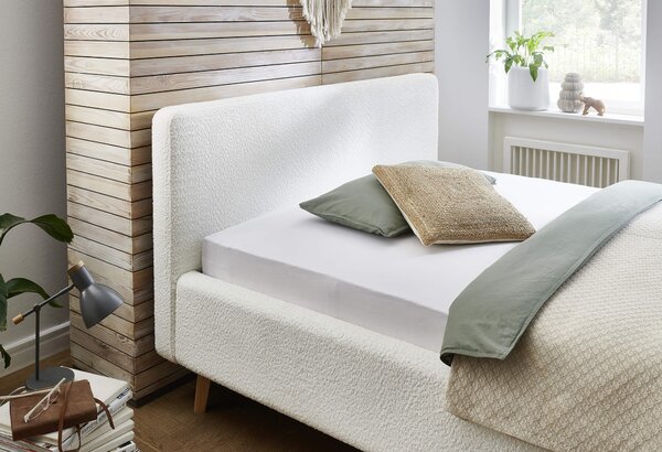 MUZZA Dvojlôžková posteľ taupe 140 x 200 cm fleece biela