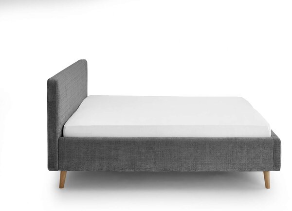 MUZZA Dvojlôžková posteľ taupe 140 x 200 cm chenille antracit