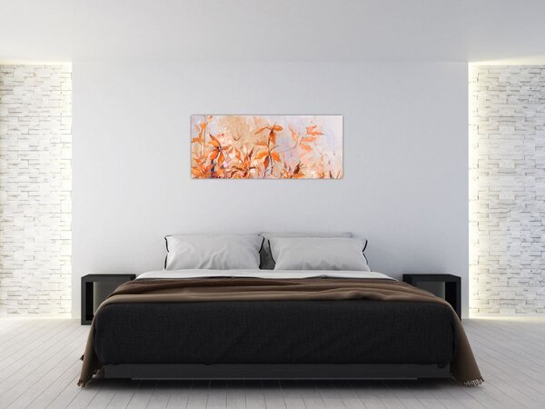Obraz - Maľované kvety (120x50 cm)