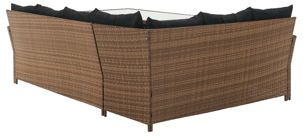 KONDELA Záhradný ratanový set, svetlohnedá/čierna, MADUL
