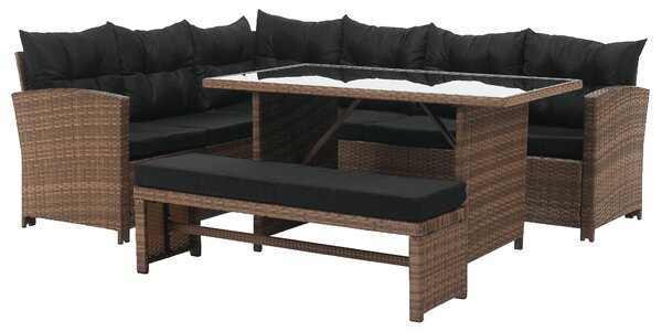 KONDELA Záhradný ratanový set, svetlohnedá/čierna, MADUL