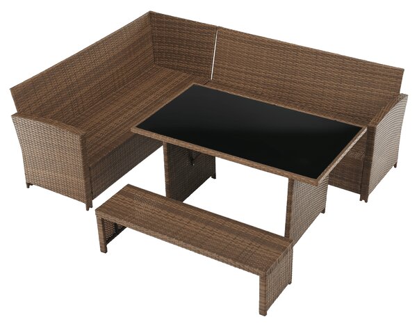 KONDELA Záhradný ratanový set, svetlohnedá/čierna, MADUL