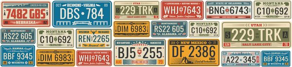 DIMEX | Fototapeta do kuchyne Retro ŠPZ KI-260-227 | 260 x 60 cm | viacfarebná