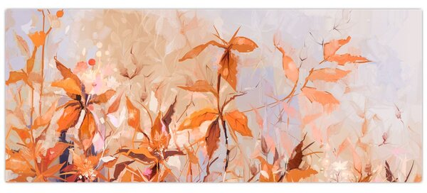 Obraz - Maľované kvety (120x50 cm)