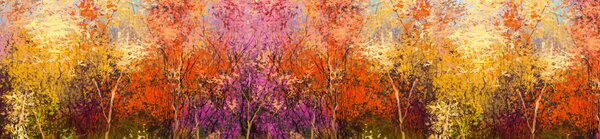 DIMEX | Fototapeta do kuchyne Farebné kvetinové pozadie KI-260-211 | 260 x 60 cm | viacfarebná, ružová, fialová, žltá, oranžová