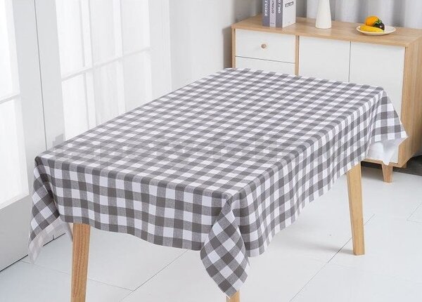 Obrus PVC 3581385, metráž, šířka 140 cm, káro sivé, IMPOL TRADE