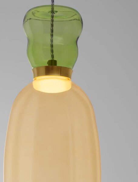 Dizajnový luster Pluma žltá – Zlatá
