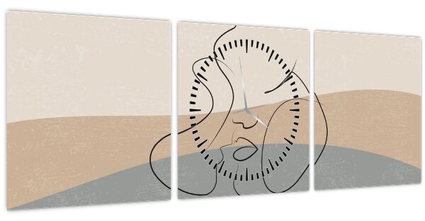 Obraz - Line art bozk (s hodinami) (90x30 cm)