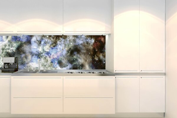DIMEX | Fototapeta do kuchyne Hlboký vesmír KI-180-239 | 180 x 60 cm | biela, čierna, modrá