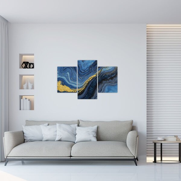 Obraz - Modro-zlatá abstrakcia (90x60 cm)
