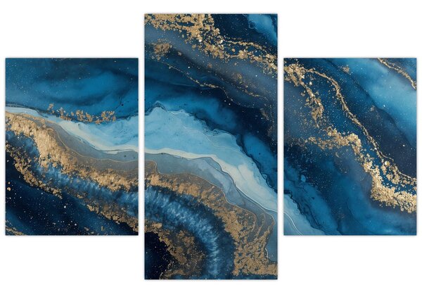 Obraz - Modrá mramorová abstrakcia (90x60 cm)