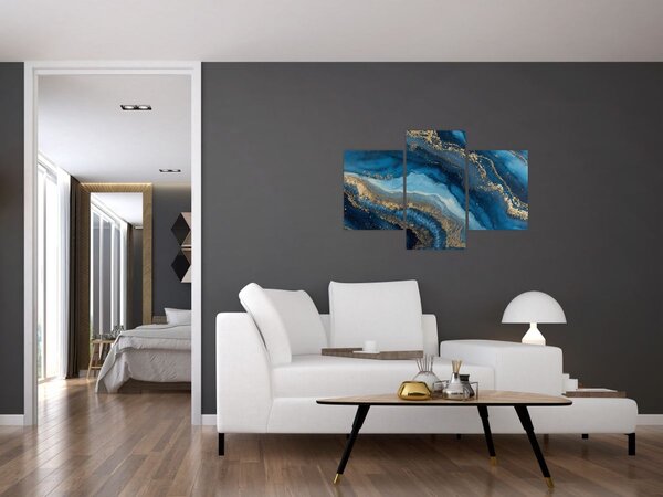 Obraz - Modrá mramorová abstrakcia (90x60 cm)